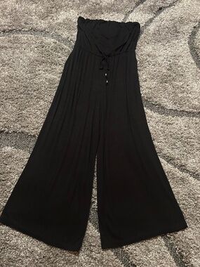 J. Valdi Black Strapless Beach Coverup Jumpsuit NWOT
